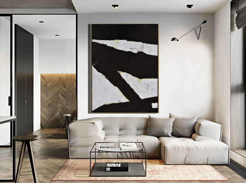 Hand Made Abstract Art,Minimalist Painting On Canvas, Palette Knife Vertical Minimal Art - Large Oil Canvas Art